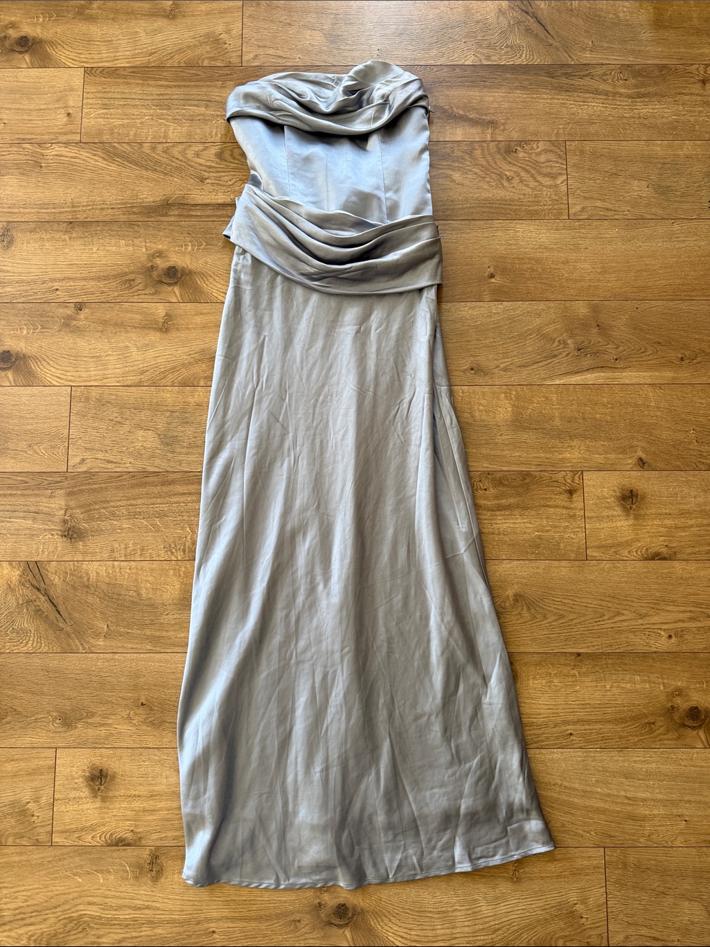 Meshki Jasmine Strapless Satin Evening Dress- Frosted Blue — image 5 of 8